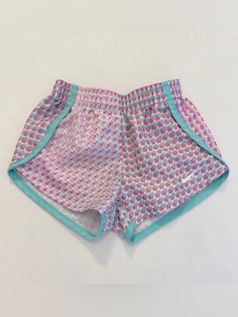 Nike Dri-FIT Girls Pink & Teal Geo Print Athletic Shorts 12 Months